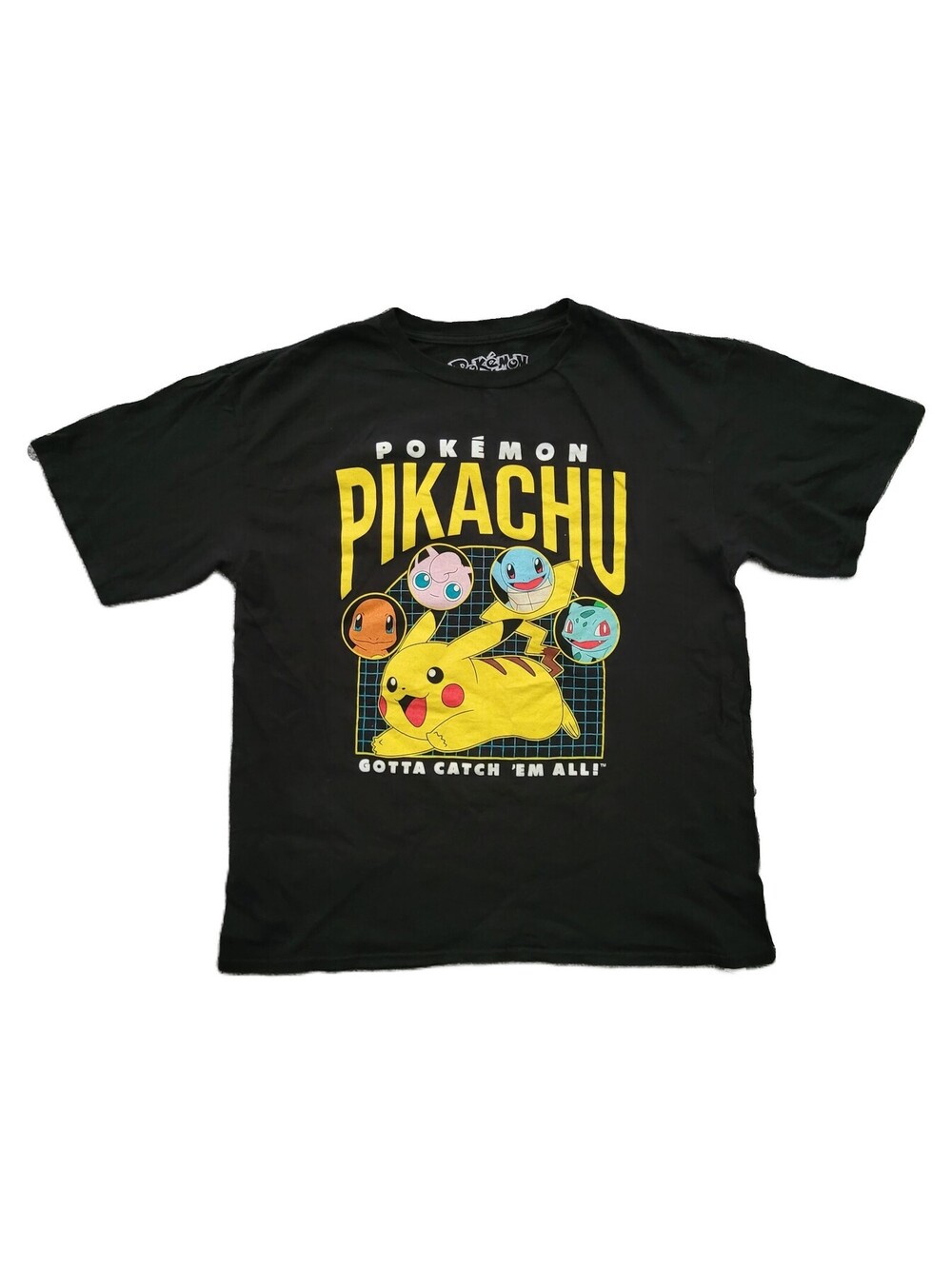 Pokemon Pikachu Youth XL / Adult Small Charmander Squirtle Black Graphic T-Shirt